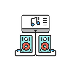 Podcast equipment color line icon. Podcasting. Editable stroke.