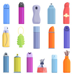 Air freshener icons set. Cartoon set of air freshener vector icons for web design