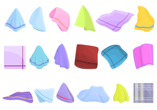 Handkerchief icons set. Cartoon set of handkerchief vector icons for web design
