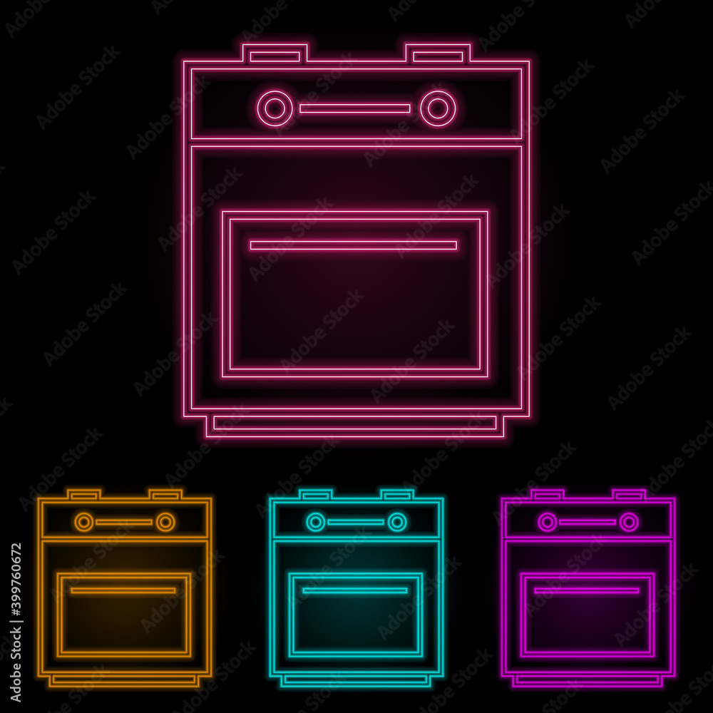 Aufkleber kitchen stove color neon set. simple thin line, outline vector of web icons for ui and ux, website o