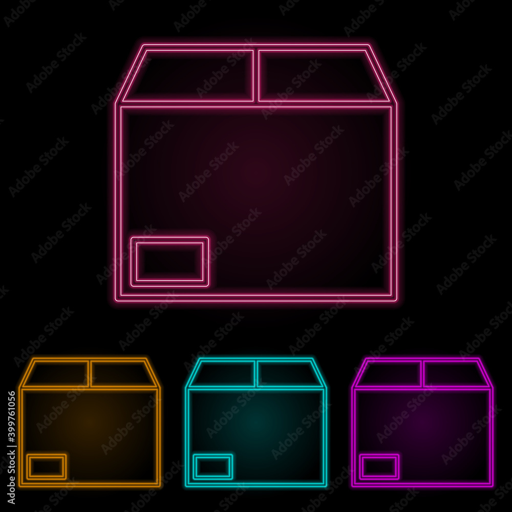 Poster freezer color neon set. Simple thin line, outline vector of web icons for ui and ux, website or mobile application