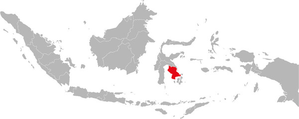 Sulawesi tenggara province isolated on indonesia map. Gray background. Business concepts and backgrounds.