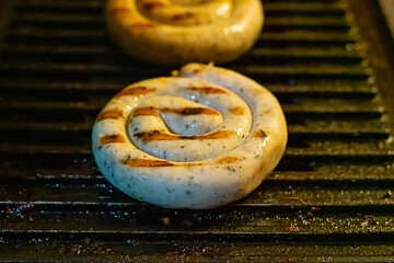 white Munich traditional sausages twisted fried grilled beer snack