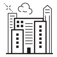 Skyscraper City Buildings Flat Icon Isolated On White Background