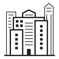 Skyscraper City Buildings Flat Icon Isolated On White Background