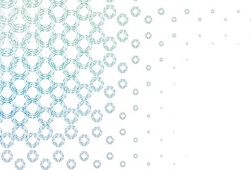 Light blue, green vector background with bubbles.