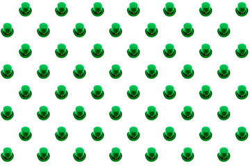 St. Patrick's Day green bowler hat a lot of icons pattern on white isolated background