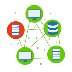 Fault tolerant system. Microservice distributed architecture of software system. Vector concept illustration.