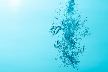 Close up of  air bubble , isolated on blue background.
