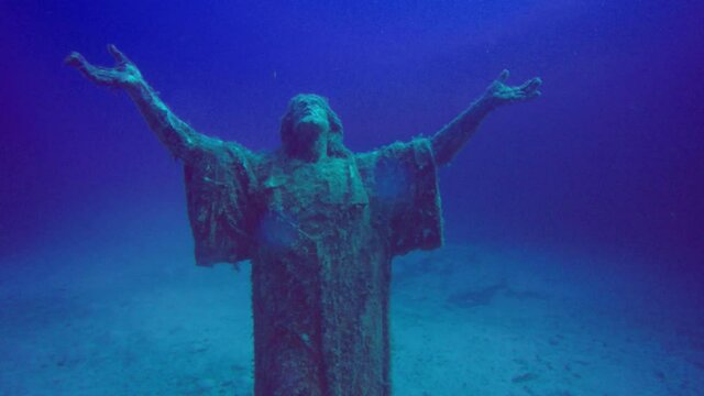 The statue of Jesus Christ near the wreck of the Imperial Eagle in Malta