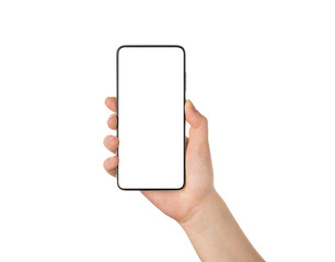 Using modern technology concept. Cropped close up photo of female student hand holding smart phone...