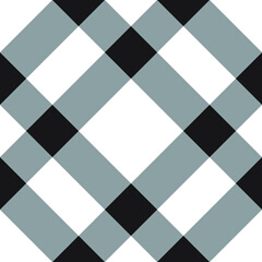 Vector seamless pattern of black checkered crossed plaid isolated on white background
