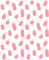 Vector seamless pattern of pink hand drawn doodle sketch candle isolated on white background