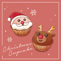 Christmas cupcake, Santa and deer