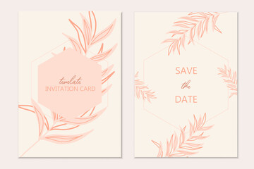 Tropical invitation card template. Tropical background