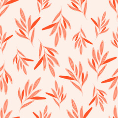 Fototapeta na wymiar Botanical seamless pattern with green leaves . Leaves and flowers wallpapers. Florals background.