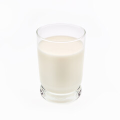 Close-up of a glass of milk isolated on white background