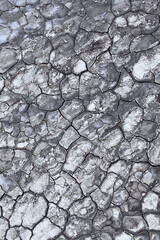 Close-up texture of cracks on dry ground.