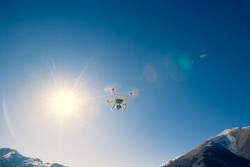 Fototapeta na wymiar Flying drone taking picture of high altitude mountains in Tibet,China