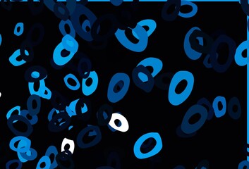 Dark BLUE vector background with bubbles.