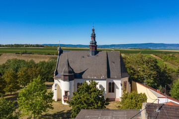 Bird's eye view of the St. Laurenzikirche in Gau Algesheim / Germany