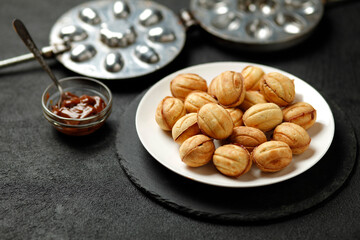 National sweets of russia - nuts with condensed milk. Homemade New Year's baked goods.
