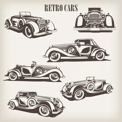 Set of retro car.
