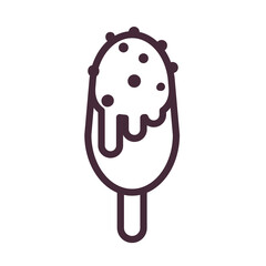 ice cream with stick cream and chips line style icon vector design