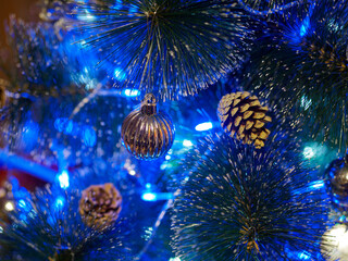 christmas decorations for the new year's holiday in blue style