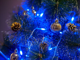 christmas decorations for the new year's holiday in blue style