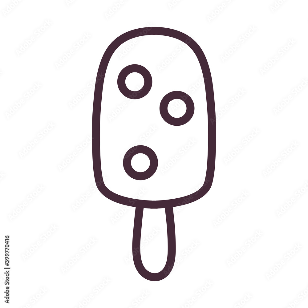 Poster ice cream with stick and berries line style icon vector design