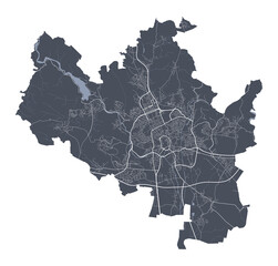 Brno map. Detailed map of Brno city poster with streets. Cityscape vector.