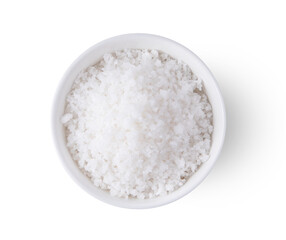 Fototapeta na wymiar salt in white bowl isolated on white background