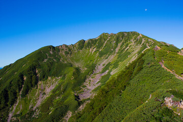 Fototapeta premium 夏の青空と仙丈ケ岳のカール