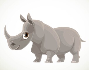 Cute cartoon wild african rhino rhino isolated on a white background