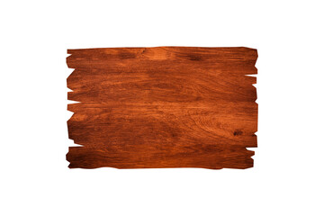 Horizontal wooden sign isolated on white background with clipping path for design or work