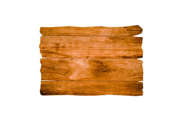 Single of wooden sign isolated on white background with clipping path for design