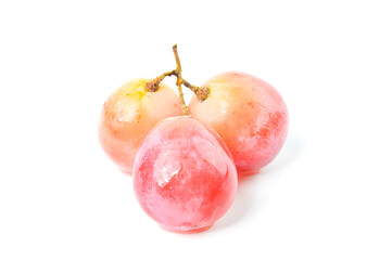 Ripe grapes isolated on white background.