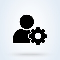 User Management sign icon or logo. account settings concept. User Settings Gear illustration.