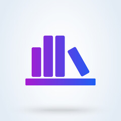 Bookshelf sign icon or logo. Books on the shelves concept. library bookshelf illustration.