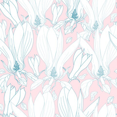 Floral seamless pattern. Vector background with flowers. Hand drawn artwork for textiles, fabrics, souvenirs, packaging and greeting cards.