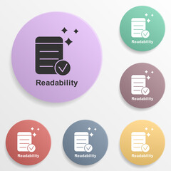 Online marketing, readability badge color set icon. Simple glyph, flat vector of online marketing icons for ui and ux, website or mobile application