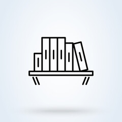 Bookshelf sign line icon or logo. Books on the shelves concept. library bookshelf linear illustration.