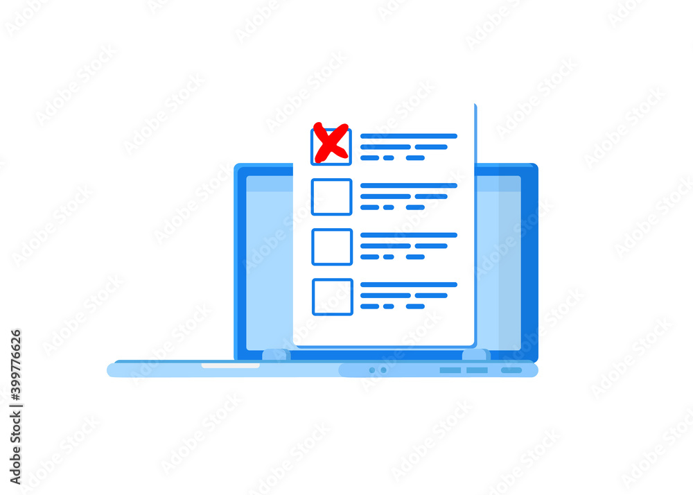Poster poll, choice of questionnaire answer in online test on computer monitor isolated on white background