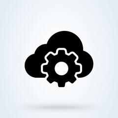 Cloud storage settings sign icon or logo. Web hosting preferences concept. Cloud security configure illustration.