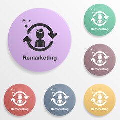 Online marketing, remarketing badge color set icon. Simple glyph, flat vector of online marketing icons for ui and ux, website or mobile application