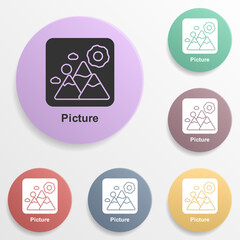 Online marketing, picture badge color set icon. Simple glyph, flat vector of online marketing icons for ui and ux, website or mobile application