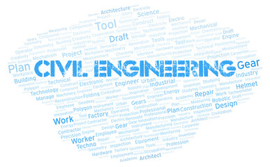 Civil Engineering typography word cloud create with the text only
