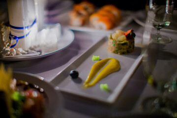 A gourmet dish on the table in a Michelin restaurant