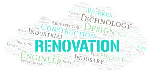Renovation typography word cloud create with the text only